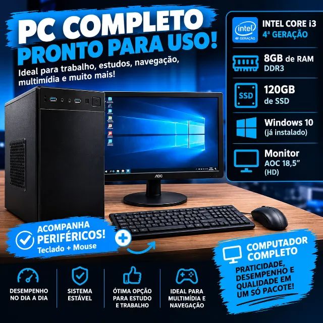 PC COMPLETO - INTEL CORE i3 4ª GERAÇÃO