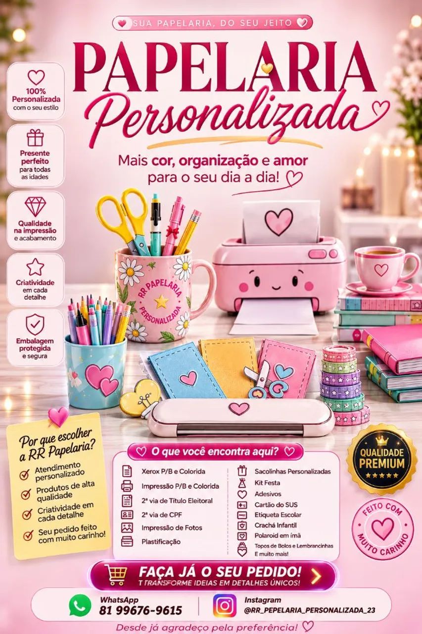 Papelaria personalizada 