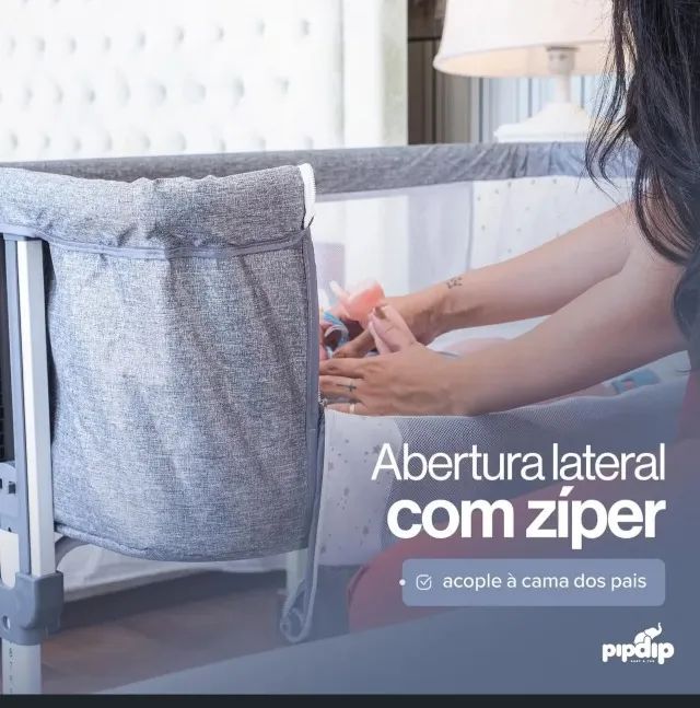Berço Co-Sleeper Pipdip Cinza - Foto 3