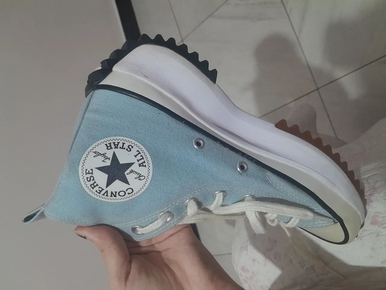 Tênis all Star original jeans plataforma cano longo, emborrachado em baixo, confortável - Foto 3