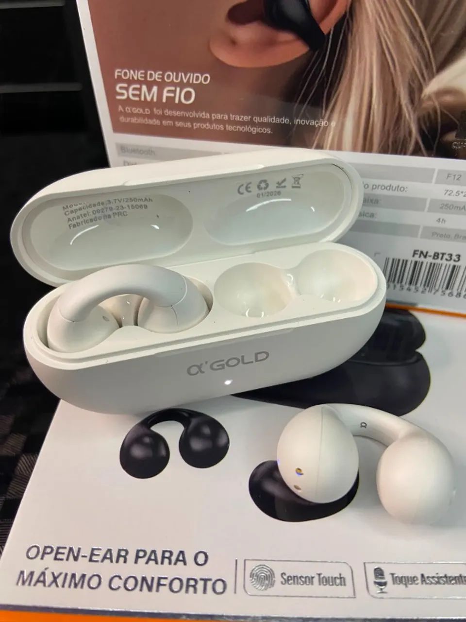 Fone de ouvido Bluetooth Open-Ear ?'Gold Pro FN-BT33 an5