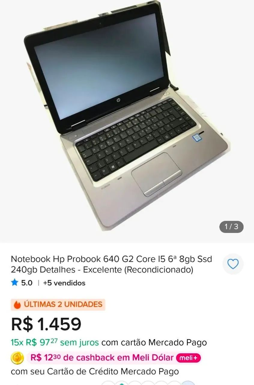 Notebook HP CORE I5.6300 6° GERAÇÃO DETALHES  - Foto 2