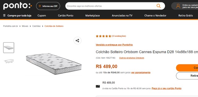 Colchão Solteiro Ortobom Cannes Espuma D28 14x88x188 cm - Utilidades  domésticas - Saco Grande, Florianópolis 1020362539 | OLX