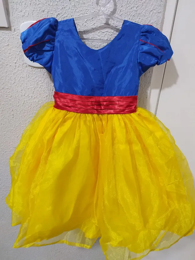 Fantasia Bela e a Fera Infantil Vestido Longo de 2 a 12 anos (P 2-4)