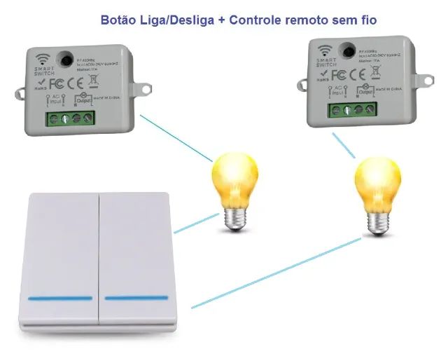 Interruptor Sem Fio Rf433 1 2 ou 3 Teclas Para Módulos e Dispositivos RF - Foto 3