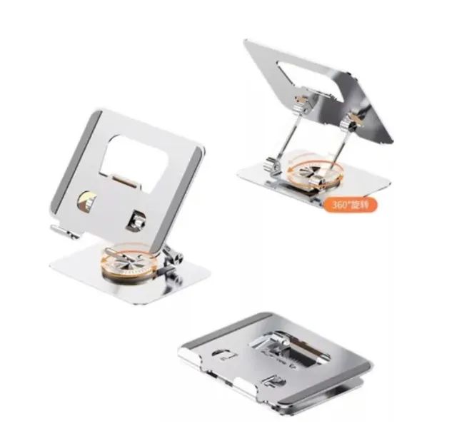 Suporte De Mesa Giratório 360° De Alumínio Para Tablet E iPad - Prata - Foto 4
