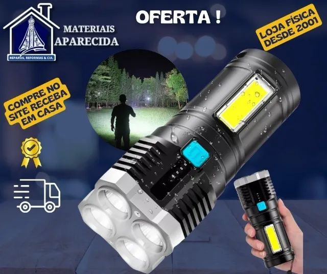 Lanterna Led 4 nucleos Recarregavel prova d agua - novo