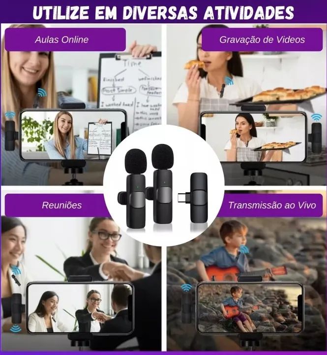 Microfone Lapela Duplo para Celular  ANDROID, IOS , P2L- Qualidade Premium