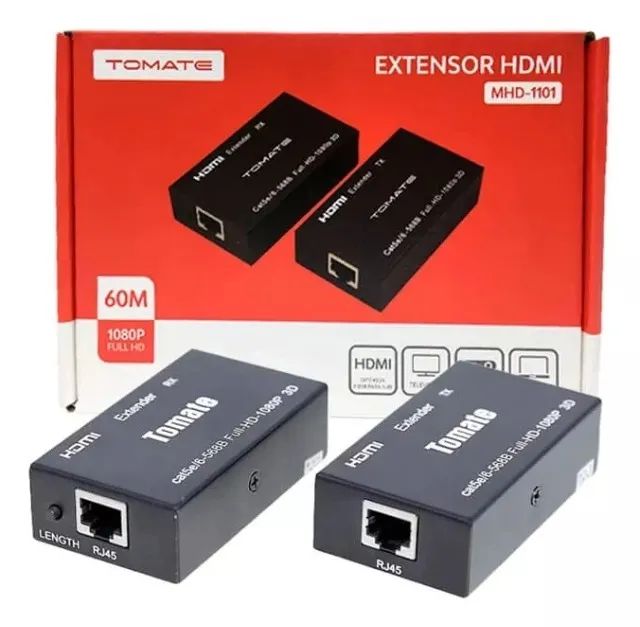 Extensor Hdmi 60metros 3d Cat5/cat6 Via Cabo Rede Rj45 1080p - Loja Natan Abreu 