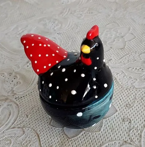 Galinha Porta Tempero Enfeite Cozinha Em Porcelana