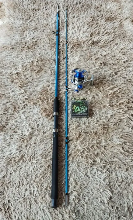 Vara de pesca com molinete e linha