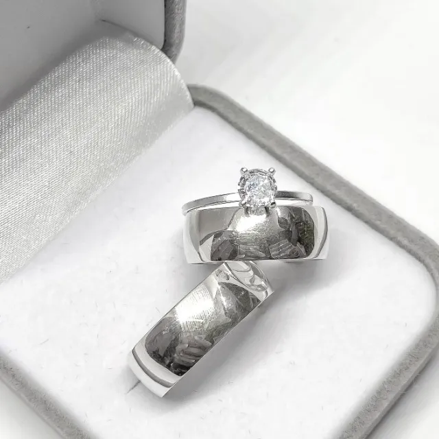   Alianças de prata legítima 7mm com anel solitário