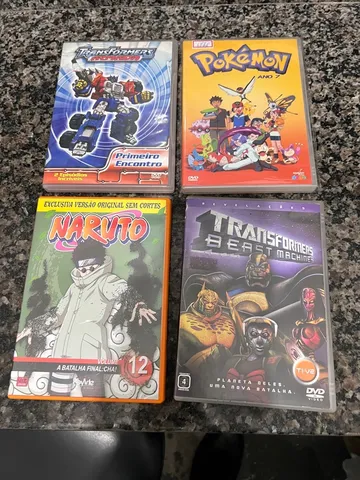 4 dvds Transformers, Pokémon, Naruto.