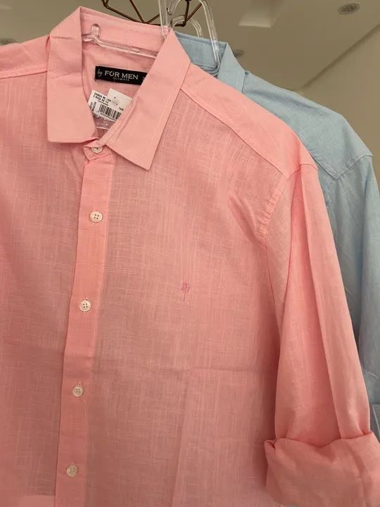 Camisas de Linho - Azul, Rosa e Amarela - Foto 2