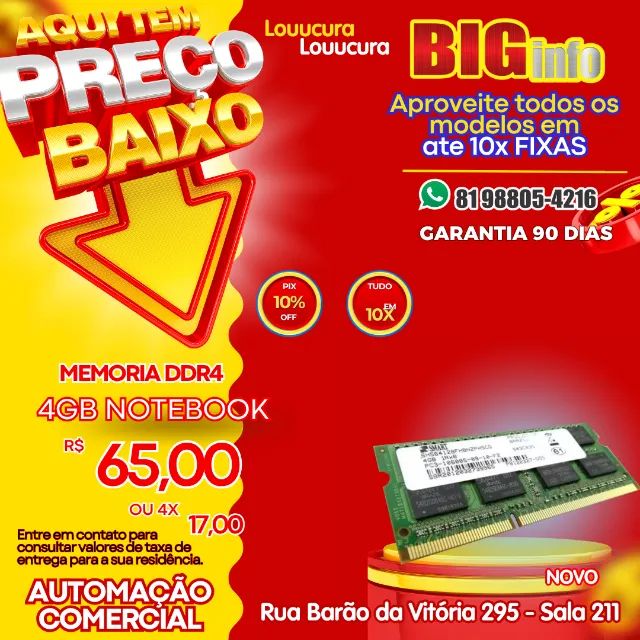 4GB DDR4 Memory 2100/2400/3200 - Notebook - Warranty64308140791938120