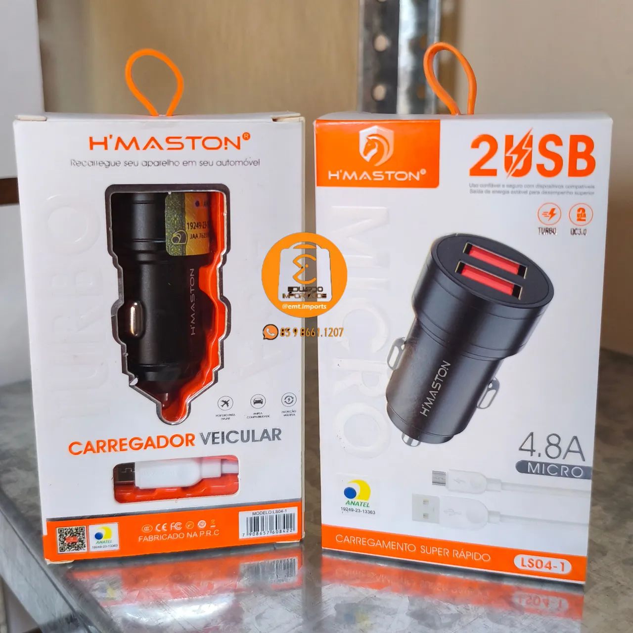 Carregador Veicular com 2 USB turbo, Cinzeiro Carro + Cabo V8 Micro 