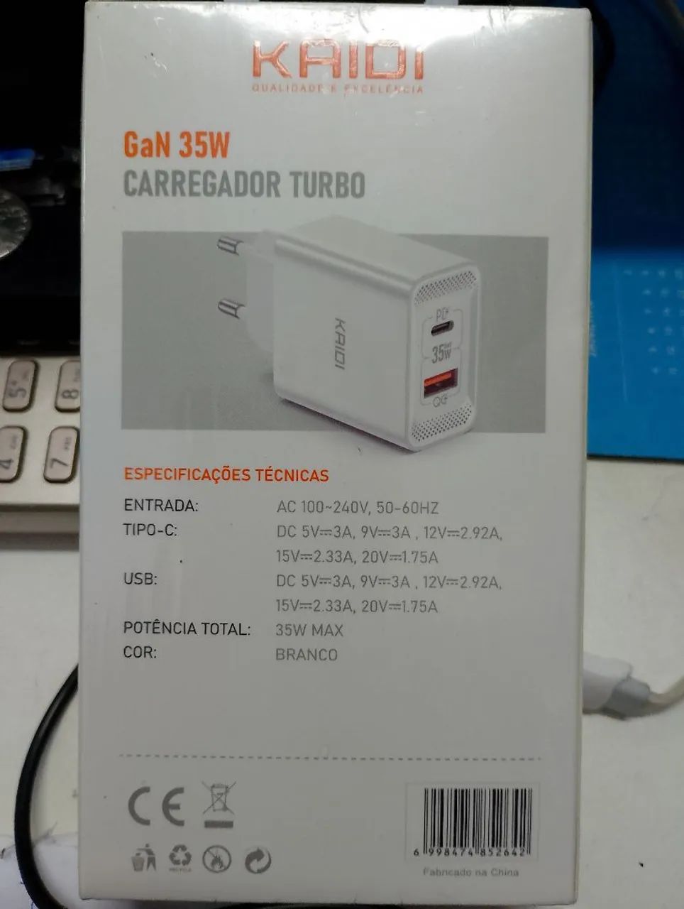 Carregador Turbo GaN 35W Kaidi Tipo-C - Foto 3