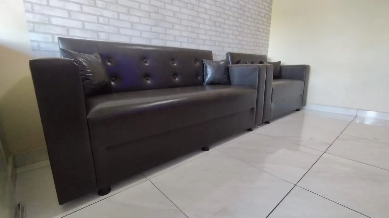 Conjunto de Sofás diversas cores Corino Elegante - Foto 2