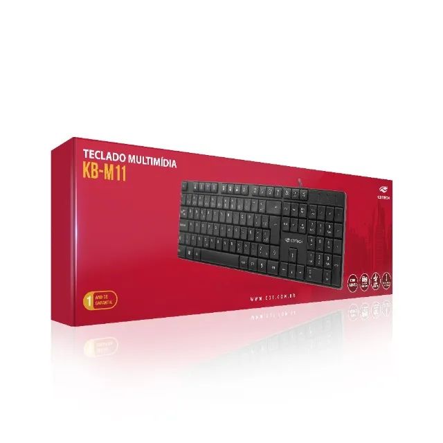 Teclado USB Multimídia KB-M11BK Preto Basico C3Tech Loja Coimbra Computadores - Foto 3