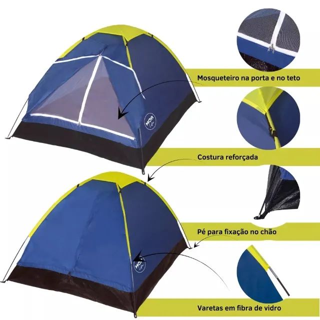 Barraca Acampamento 2 Pessoas Azul - Foto 4