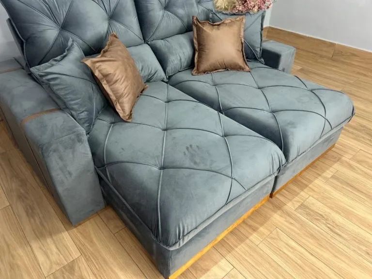 Sofá Retrátil e Reclinável Gran Bello 2.30m Veludo- Entrega Rápida - Foto 4