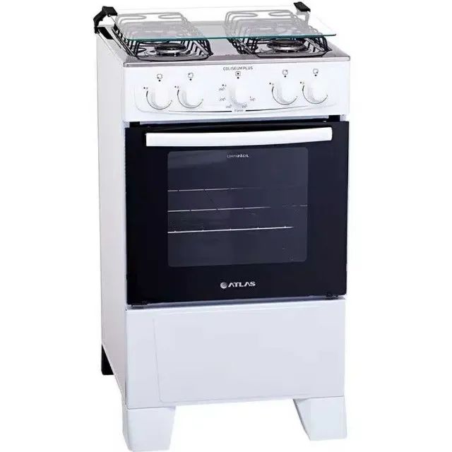 Fogão Atlas Coliseum Plus 4 Bocas Acendimento Manual Mesa de Inox Forno 50L - Foto 3