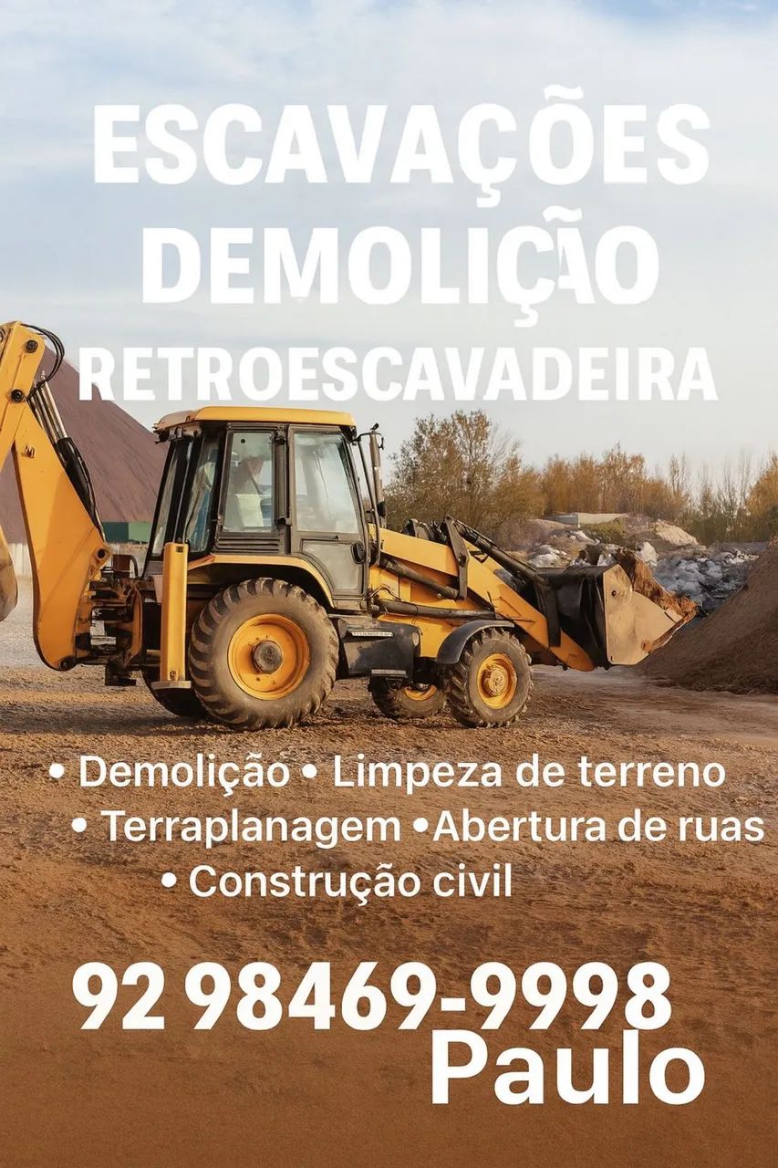 Fazemos demolição com retroescavadeira 