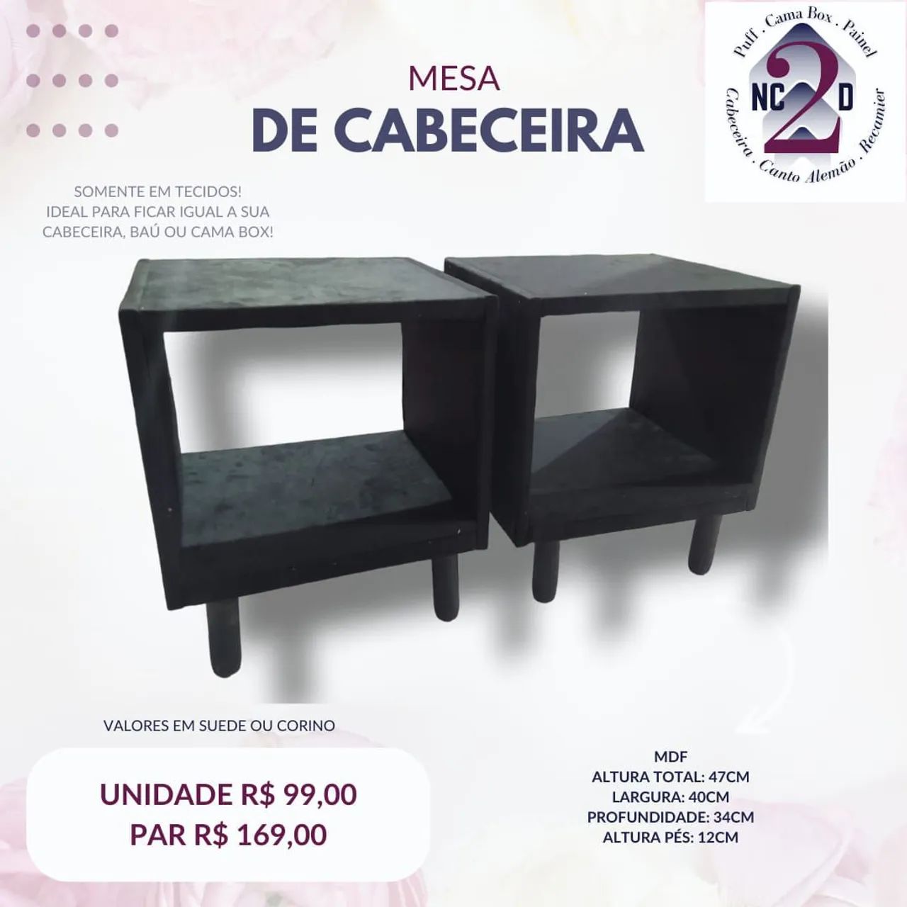 Mesa de Cabeceira MDF - Par ou unidade  - Foto 4