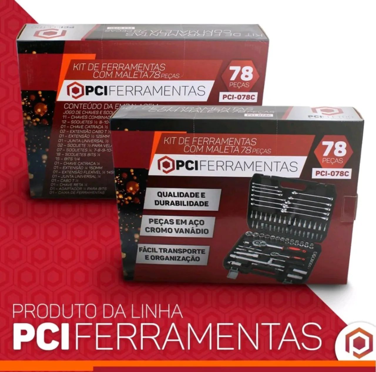 Kit Ferramenta Jogo Soquete Chave Combinada Catraca 78 Peças - Foto 2