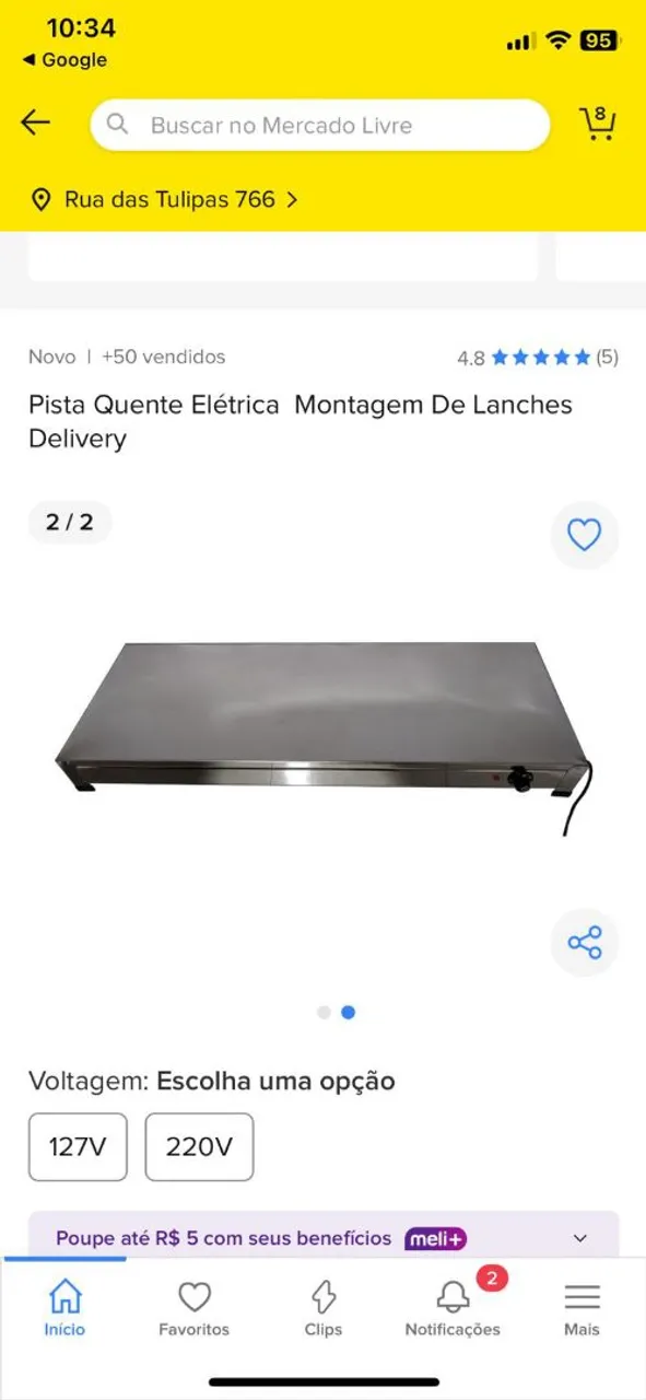 Pista Quente Elétrica para Lanches