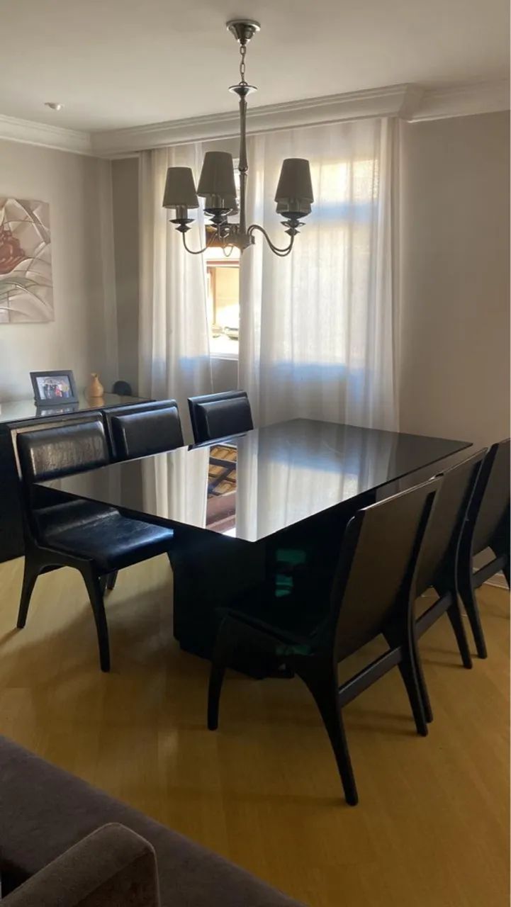 Mesa de Jantar de Vidro Preta 1,80x1.00