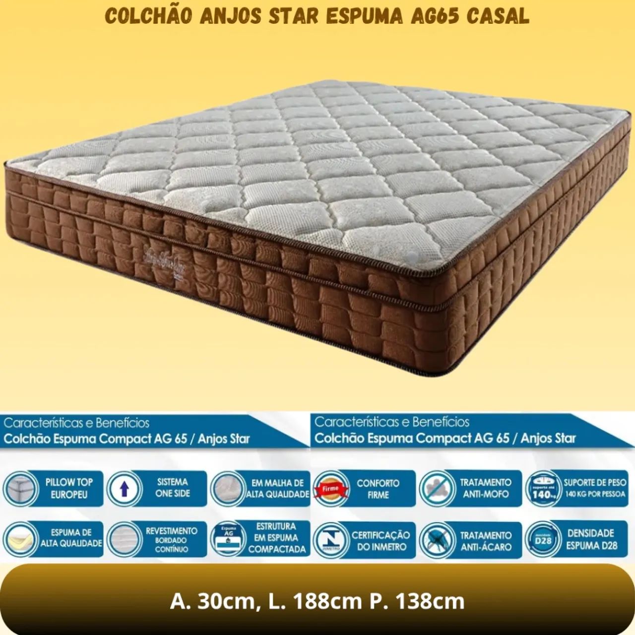 COLCHAO ANJOS STAR ONE 30CMX1,88MX1,38M - Foto 4