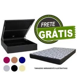 Frete Grátis! Kit Base Baú Casal 1.38m + Colchão D33 20cm