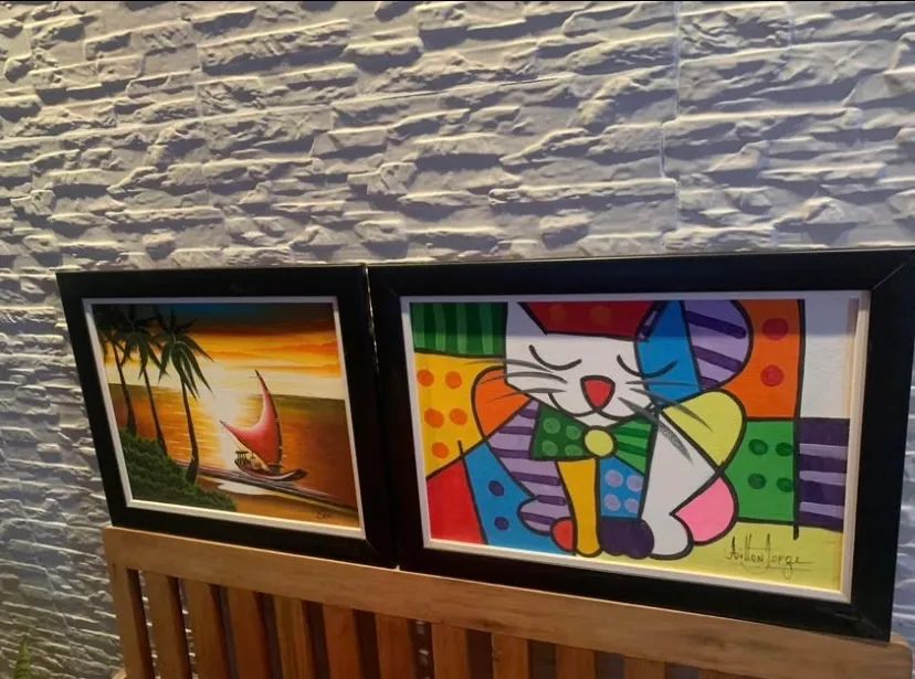 Quadros decorativos - Paisagem e Gato