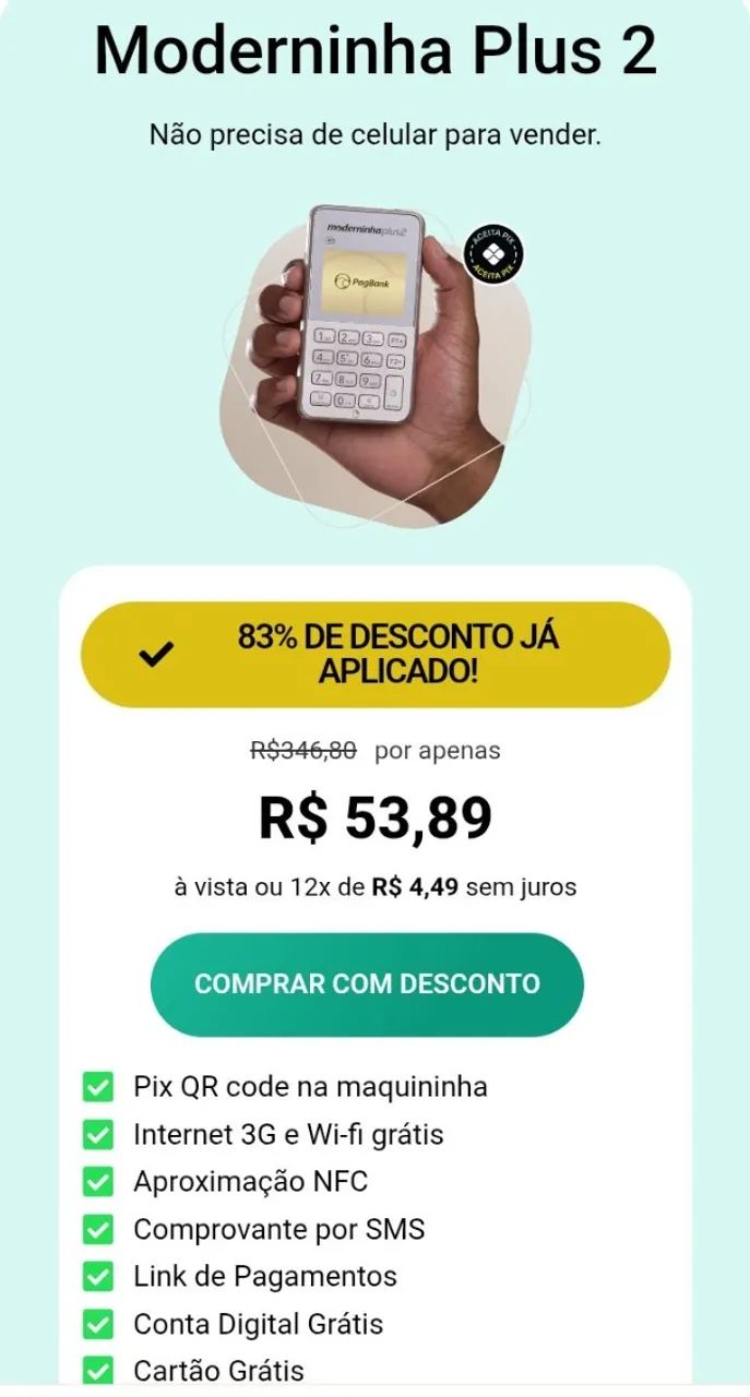 Máquina de cartão mercado pago  - Foto 2