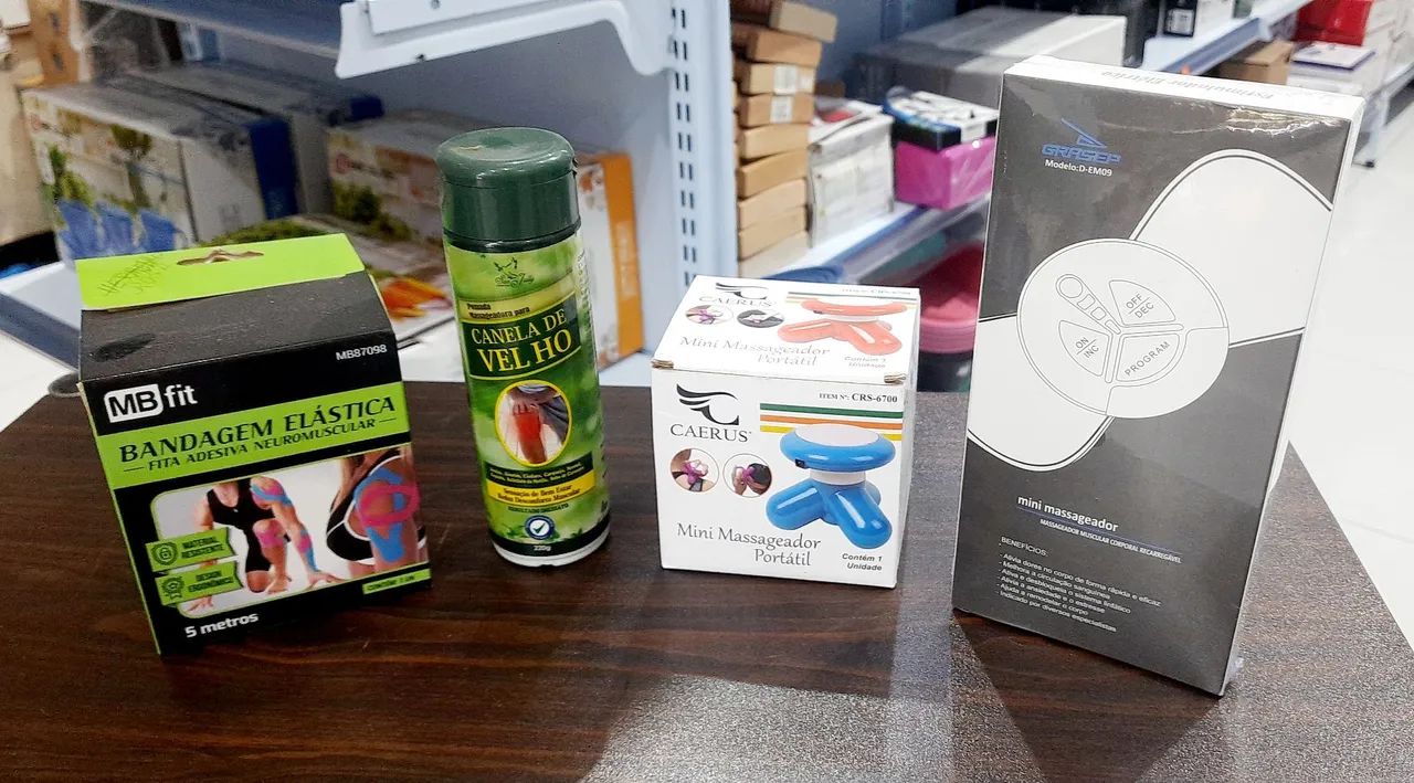 Kit de Beleza e Saúde: Bandagem Elástica, Mini Massageador, Canela de Velho