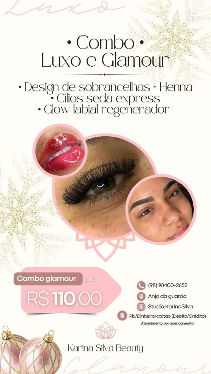 Combo cílios, sobrancelhas, lábios 