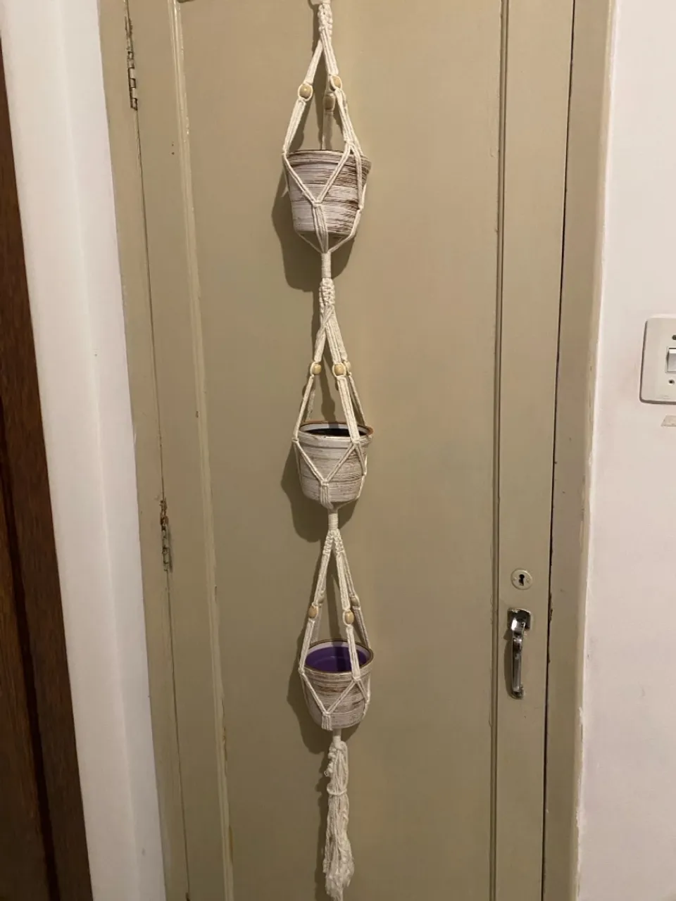 Suporte para Plantas de Macramê e 3 Vasos