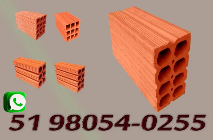 Tijolos 8 Furos 11,5x19x24 Grande Porto Alegre e Litoral