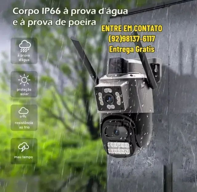 Camera Segurança Externa Lente Dupla 4k 6mp com sirene policial