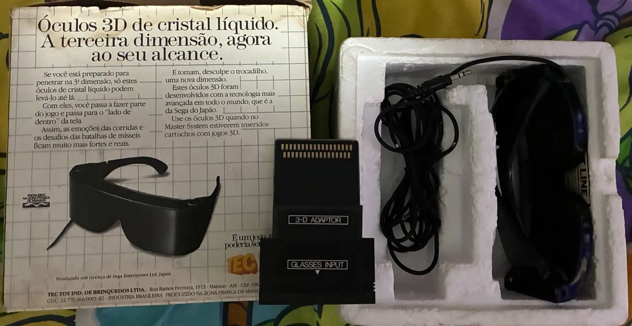 Óculos 3D TecToy para Master System Completo na Caixa Original 