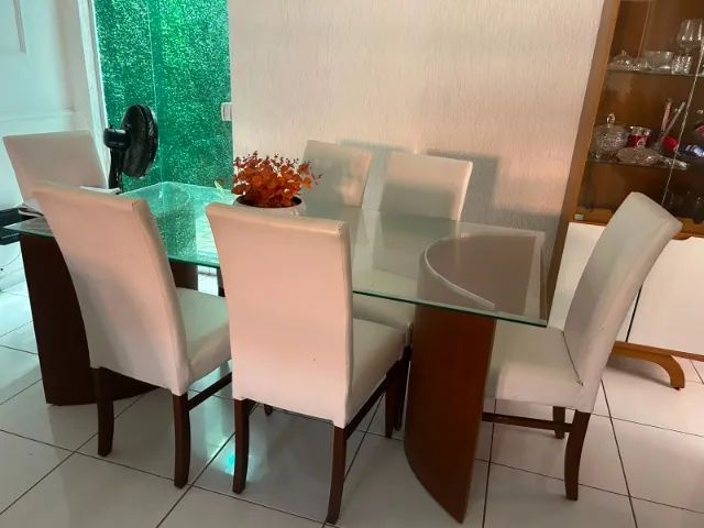 Conjunto Mesa de Vidro com Seis Cadeiras - Foto 2