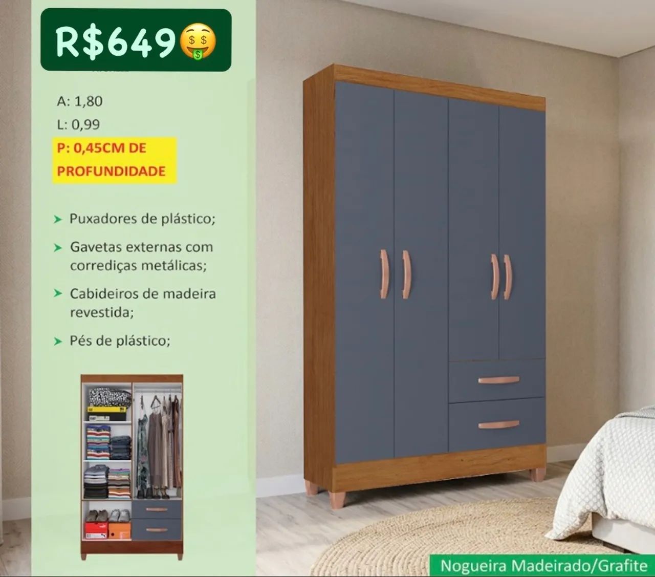 Guarda Roupa Solteiro R282 - Foto 3