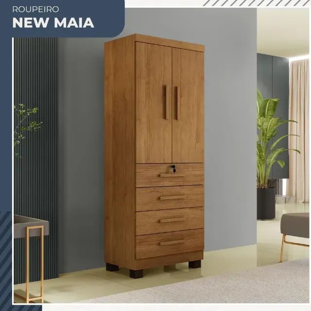 Guarda roupa de solteiro Maia com 2 portas e 4 gavetas - Foto 5