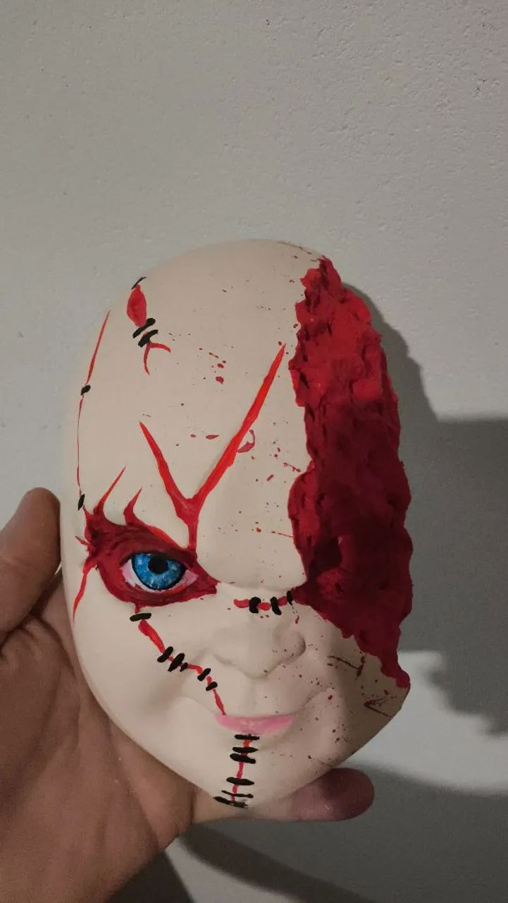5 Rosto cortado chucky good Guy de Gesso 