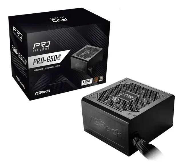 Fonte ASRock PRO-650B 650W ATX 80 Plus Bronze PFC Ativo Bivolt