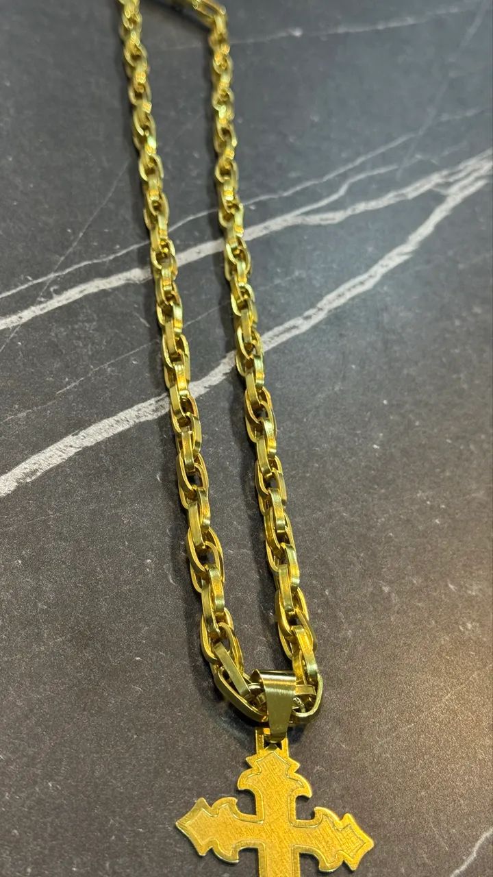 Corrente de prata banhada a ouro - Foto 4