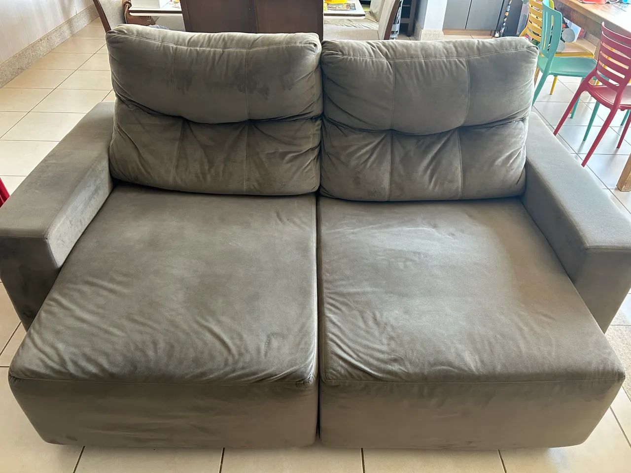 Sofá 2 lugares chaise retrátil e reclinável 
