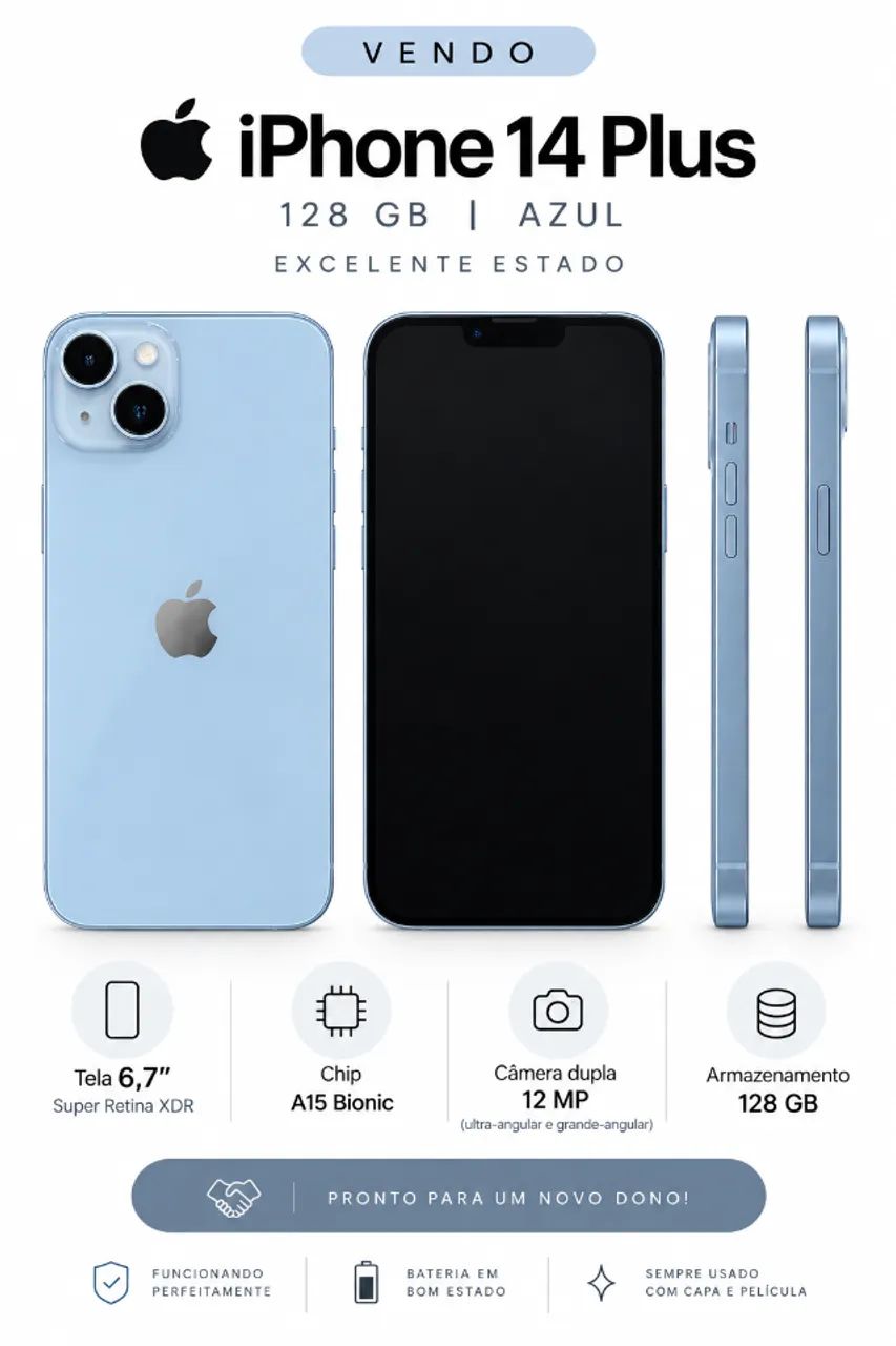 Iphone 14 plus 128 gb Azul Bateria 86%
