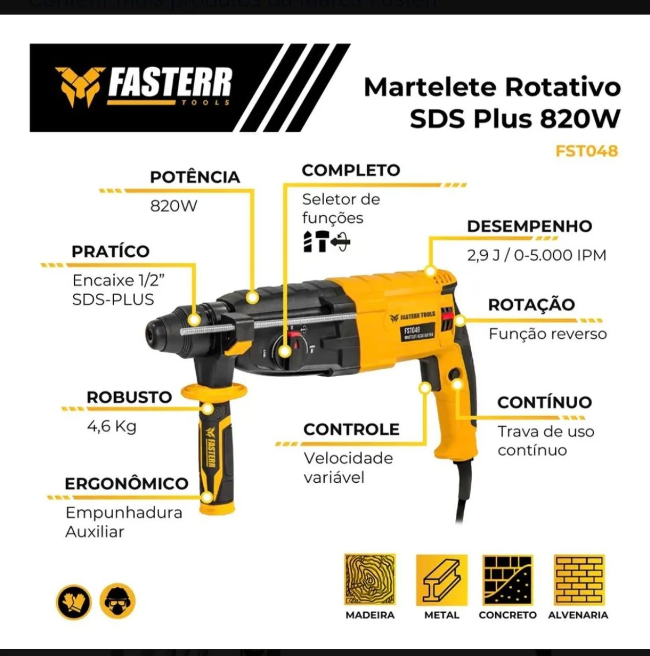 Martelete rompedor perfurador 220v 820w com kit completo profissional novo entregamos  - Foto 2
